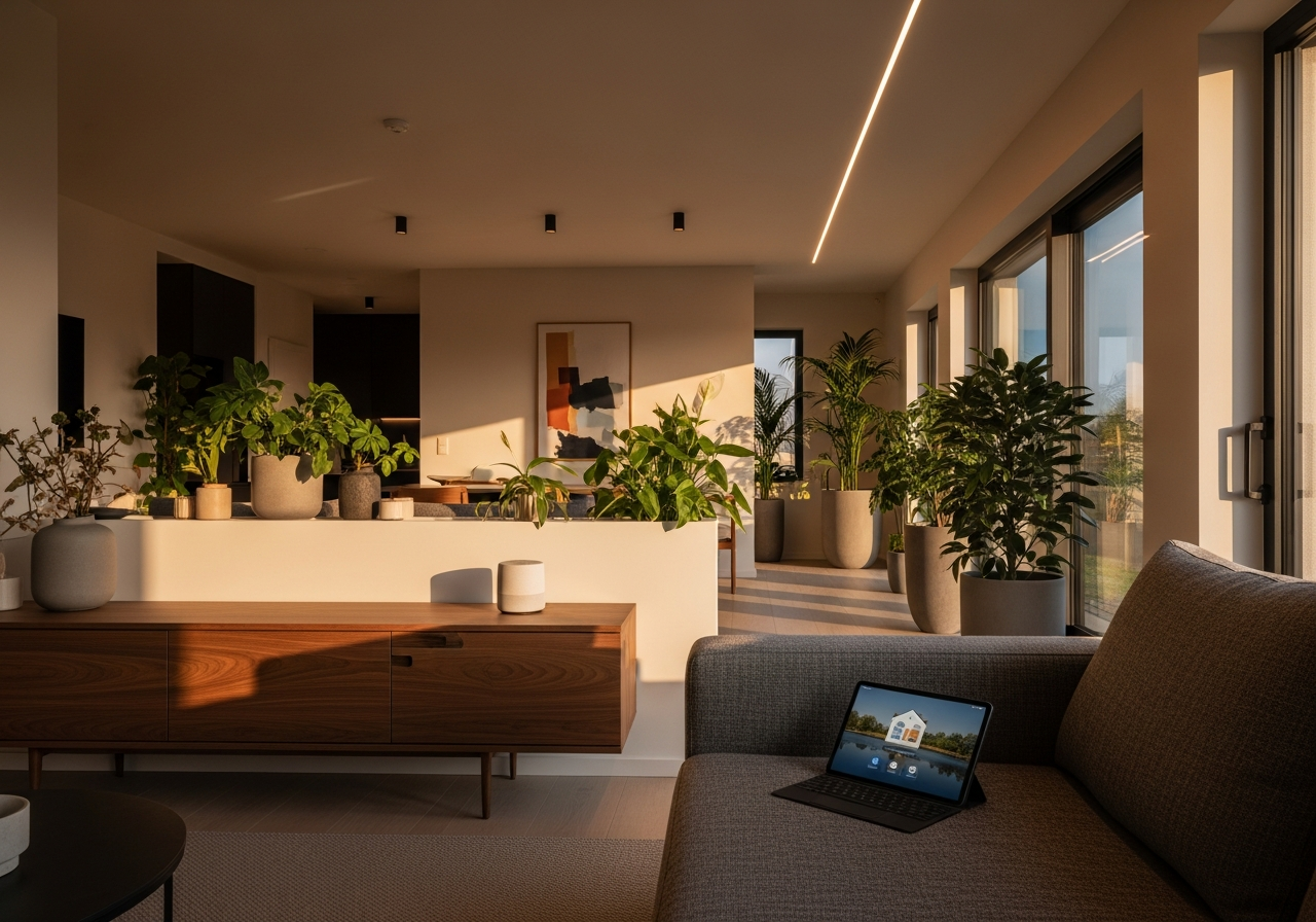 Smart-Home Setup im modernen Wohnraum